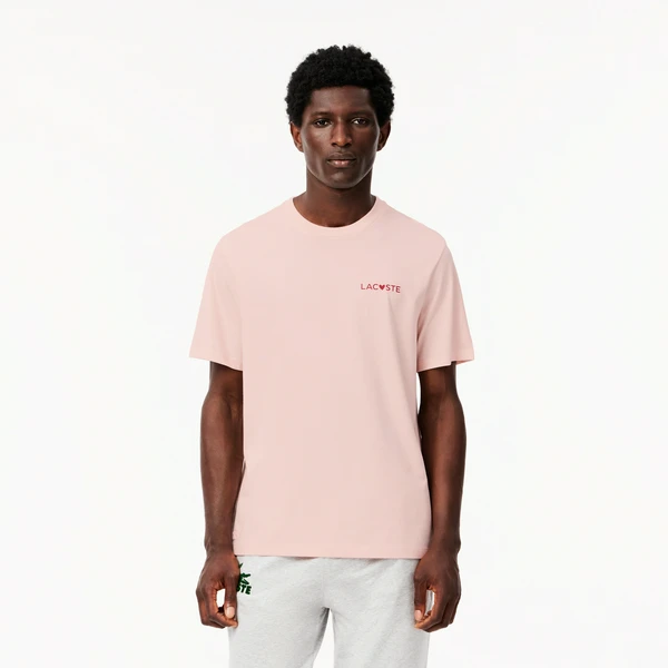 Мужская домашняя футболка Lacoste из хлопка, розовый, арт. TH5231