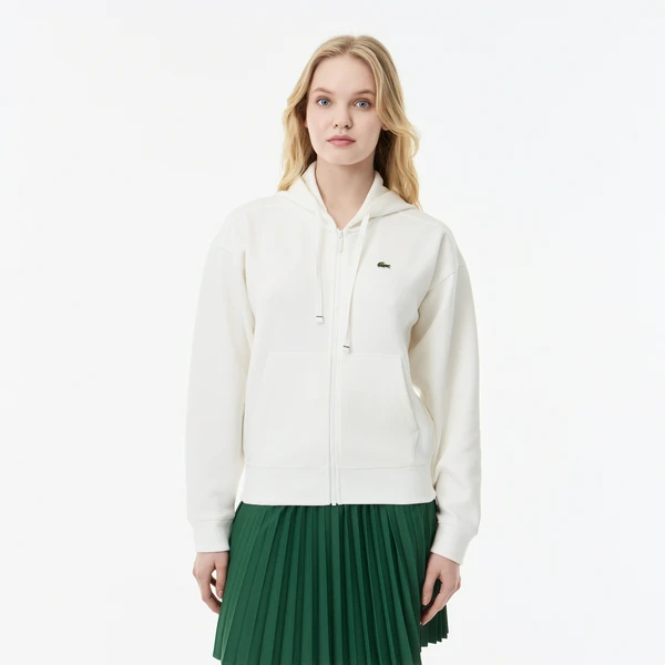Толстовка Lacoste на молнии с капюшоном, белый, арт. SF2669