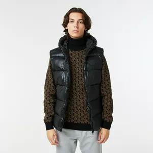 Мужской стеганый жилет Lacoste с капюшоном, черный, арт. BH2406R