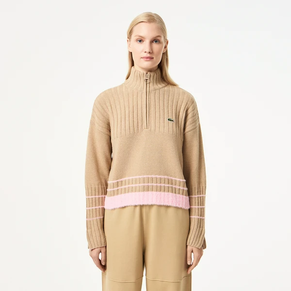 Свитер Lacoste на молнии, бежевый, арт. AF2517