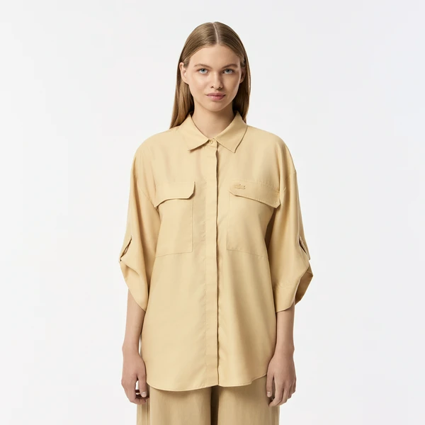Рубашка Lacoste из тенселя, бежевый, арт. CF0410