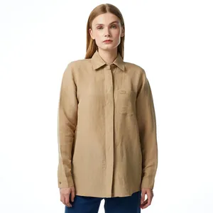 Рубашка Lacoste льняная, бежевый, арт. CF0412