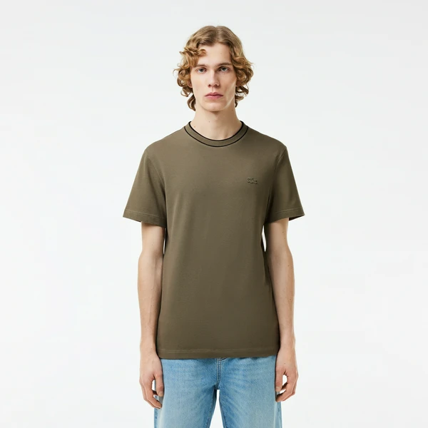 Футболка Lacoste с воротником в полоску, зеленый, арт. TH8174
