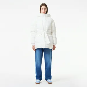 Пуховик Lacoste с поясом, белый, арт. BF2518