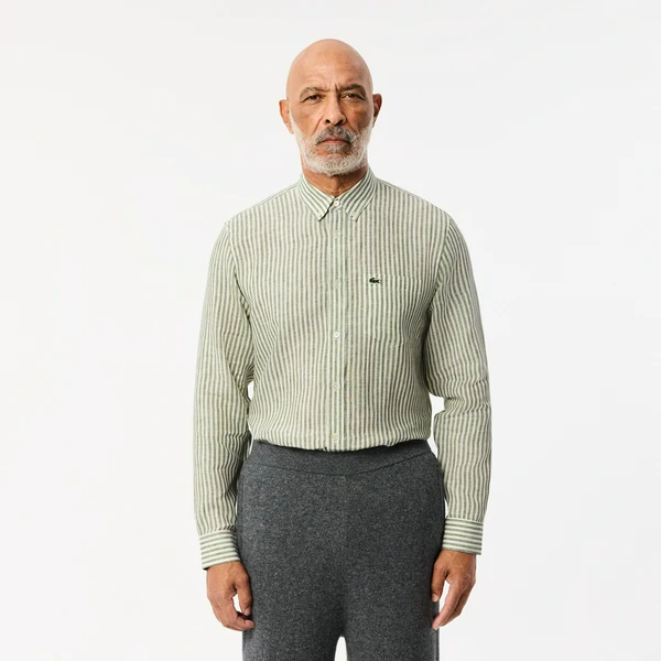 Рубашка Lacoste в полоску, хаки, арт. CH6985