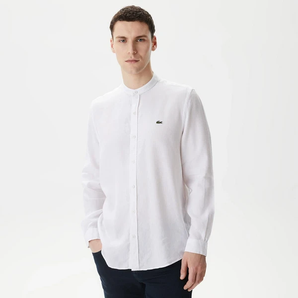 Рубашка Lacoste в полоску из льна, белый, арт. CH0491