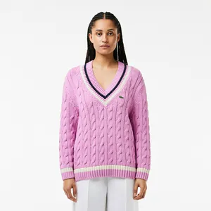 Свитер Lacoste с V-образным вырезом, розовый, арт. AF6942
