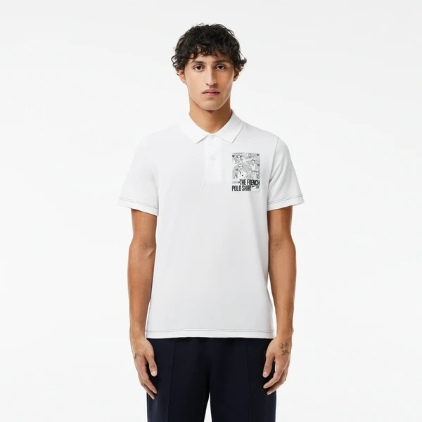 Поло Lacoste с принтом, белый, арт. PH7416