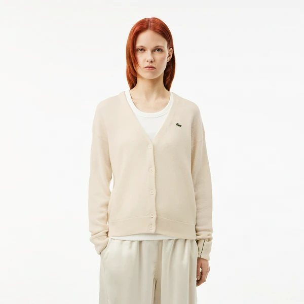 Кардиган Lacoste с v-образным вырезом, белый, арт. AF9545