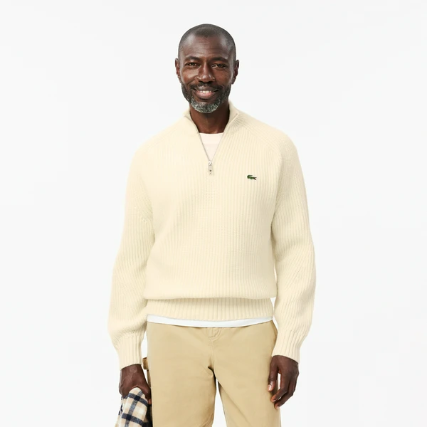 Свитер Lacoste на молнии, белый, арт. AH3134
