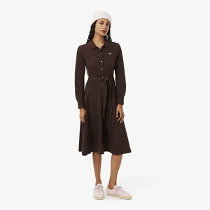 Платье-поло Lacoste с длинным рукавом, бордовый, арт. EF5299