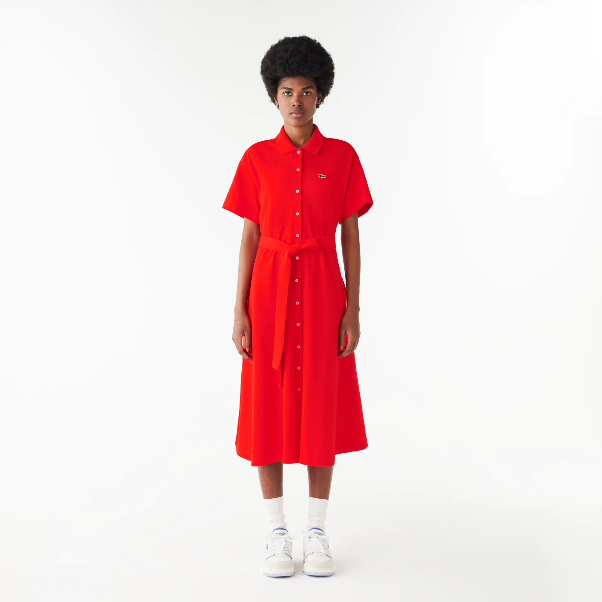 Женское платье Lacoste с поясом, красный, арт. EF7923