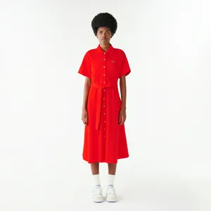 Женское платье Lacoste с поясом, красный, арт. EF7923