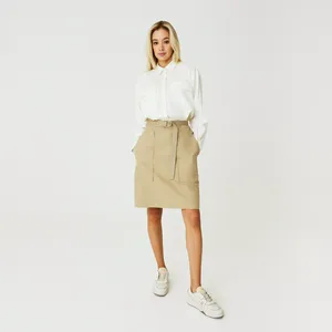 Женская юбка Lacoste с поясом, бежевый, арт. JF0304