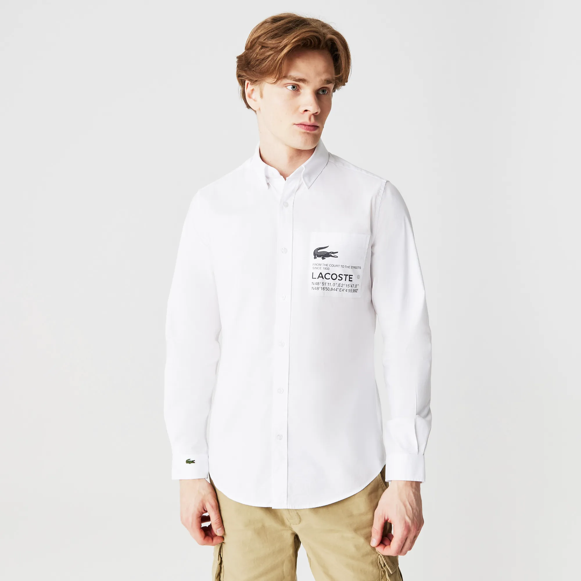 Мужская рубашка Lacoste Slim Fit, белый, арт. CH0320