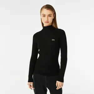 Женский свитер-водолазка Lacoste Slim Fit с длинным рукавом, черный, арт. AF2419