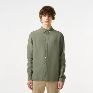 Мужская льняная рубашка Lacoste, зеленый, арт. CH5692T