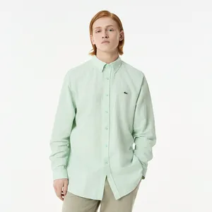 Мужская рубашка Lacoste из хлопка и льна, зеленый, арт. CH0520
