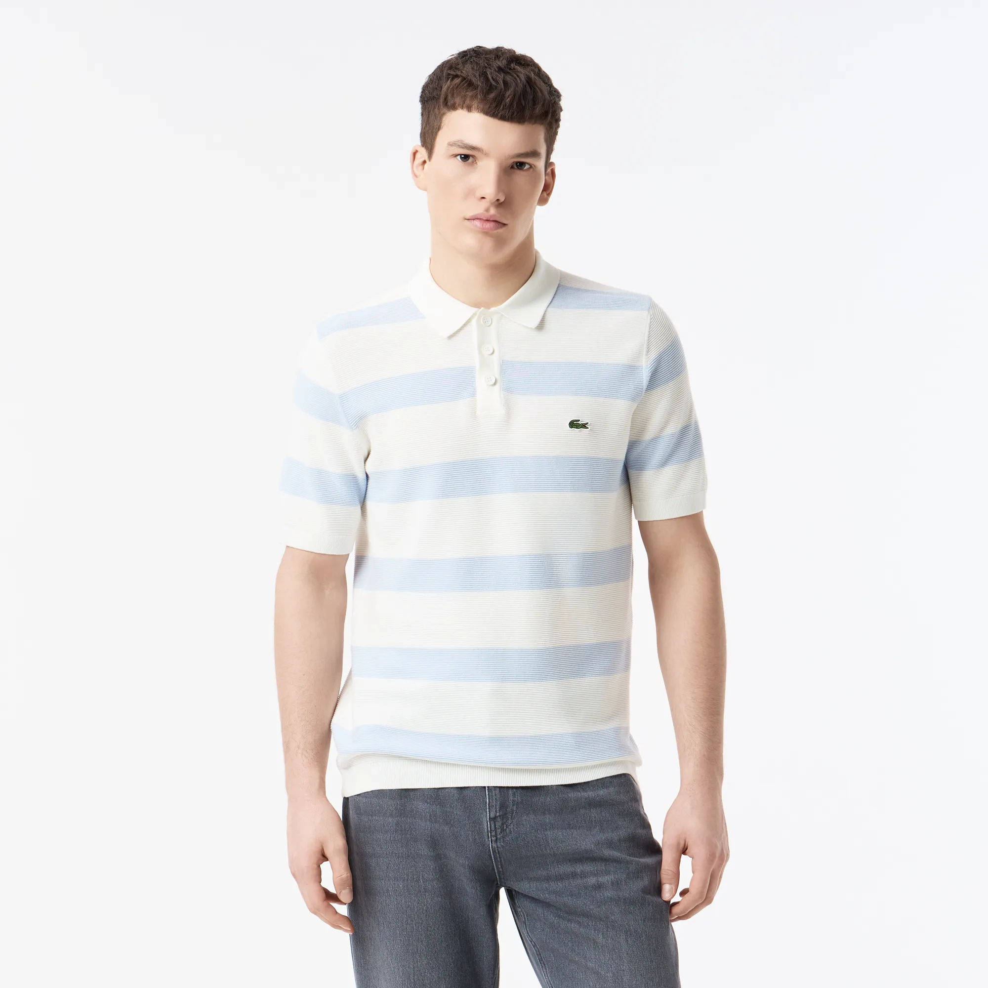 Мужское трикотажное поло Lacoste, голубой, арт. AH0411