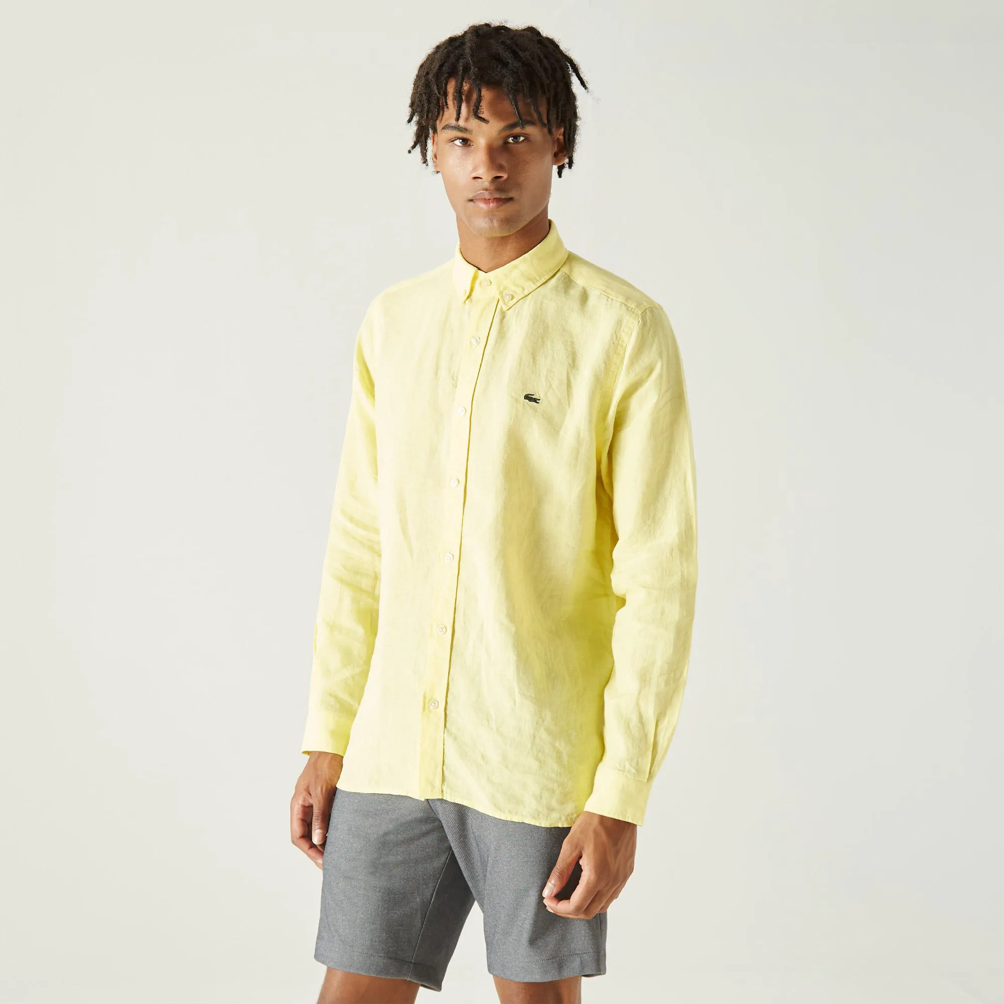 Мужская льняная рубашка Lacoste Regular Fit, желтый, арт. CH4990