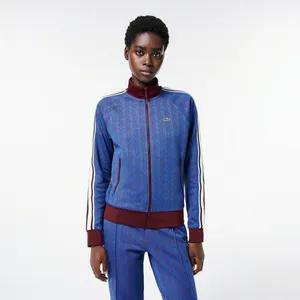 Женская жаккардовая толстовка Lacoste с монограммой на молнии, синий, арт. SF0856
