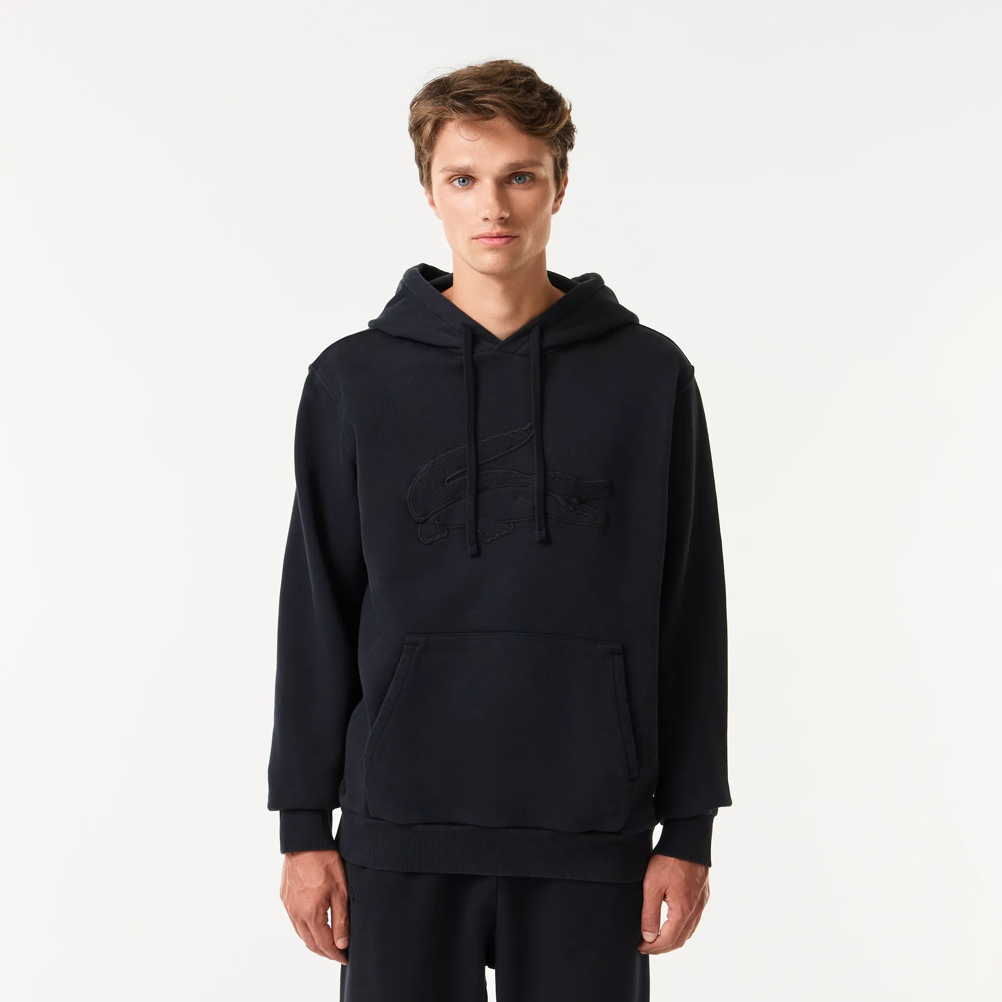 Мужская толстовка Lacoste Loose Fit с капюшоном, черный, арт. SH0407