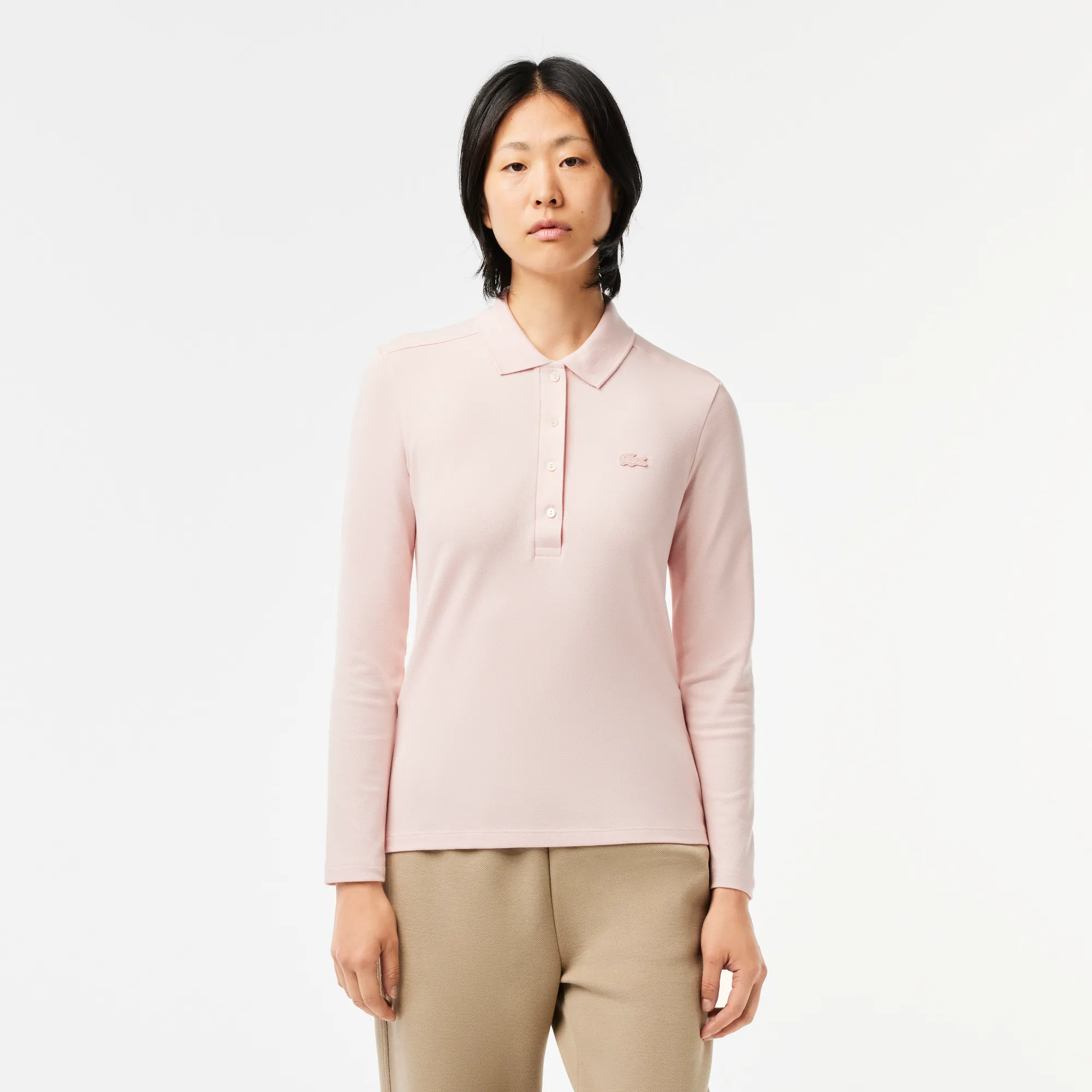 Женское поло Lacoste Slim Fit из эластичного хлопка, розовый, арт. PF5464