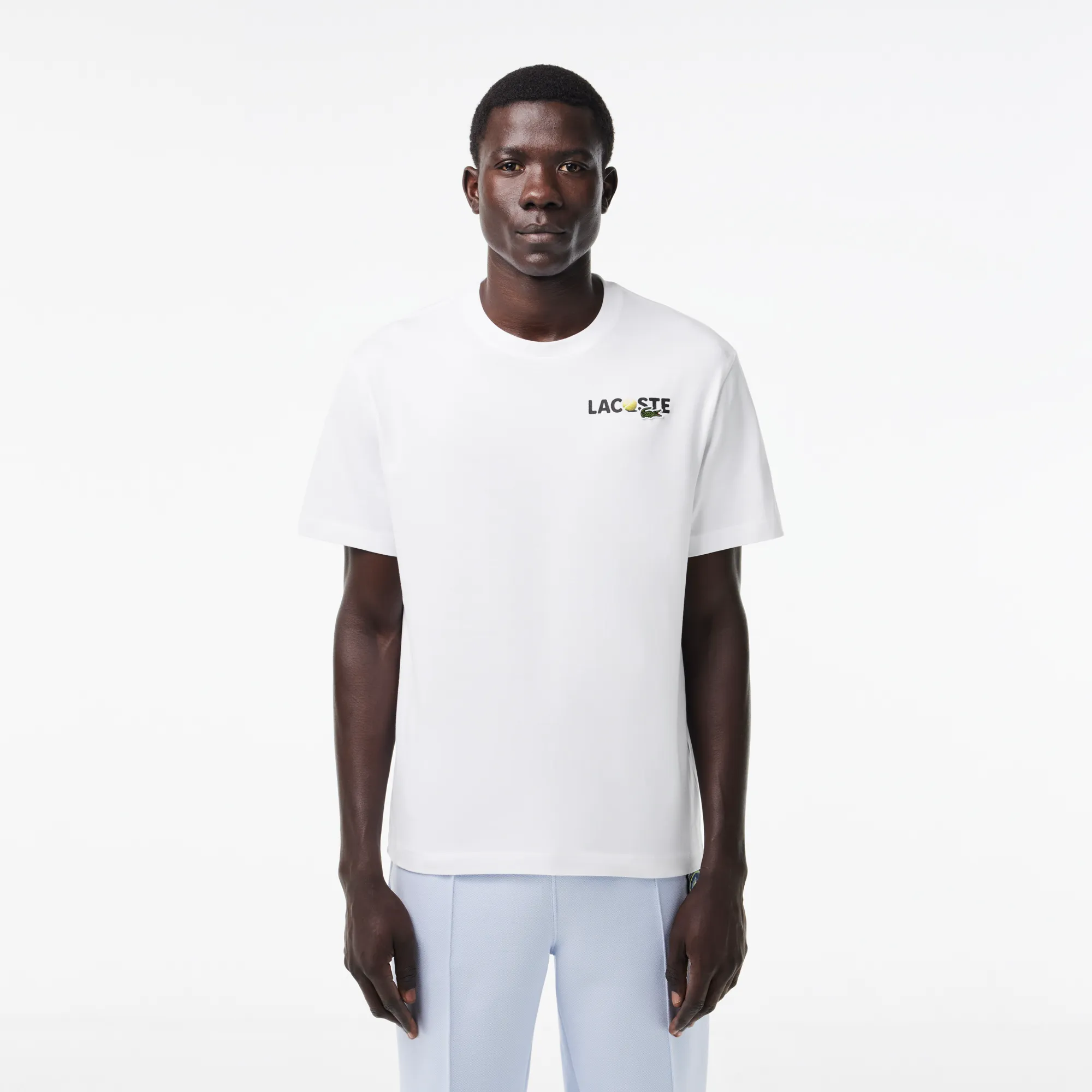 Мужская футболка Lacoste из плотного хлопка, белый, арт. TH7363