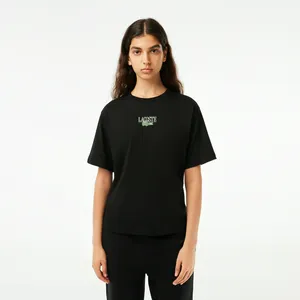 Женская футболка Lacoste с принтом, черный, арт. TF0883