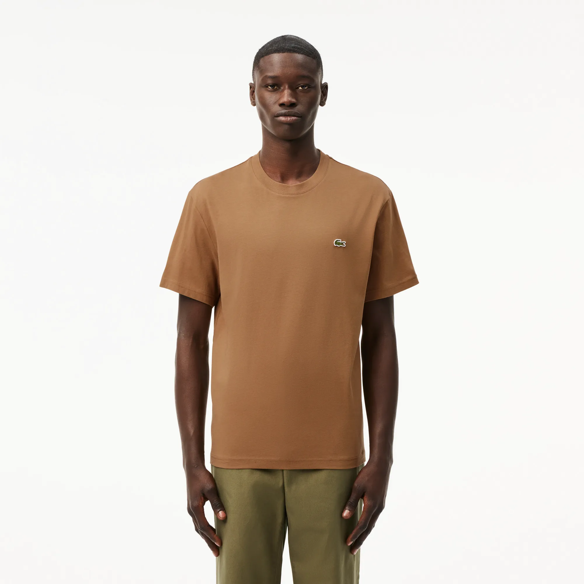 Мужская хлопковая футболка Lacoste с коротким рукавом, коричневый, арт. TH7318