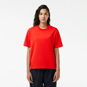 Женская футболка Lacoste Loose Fit из мягкого хлопка, красный, арт. TF7215