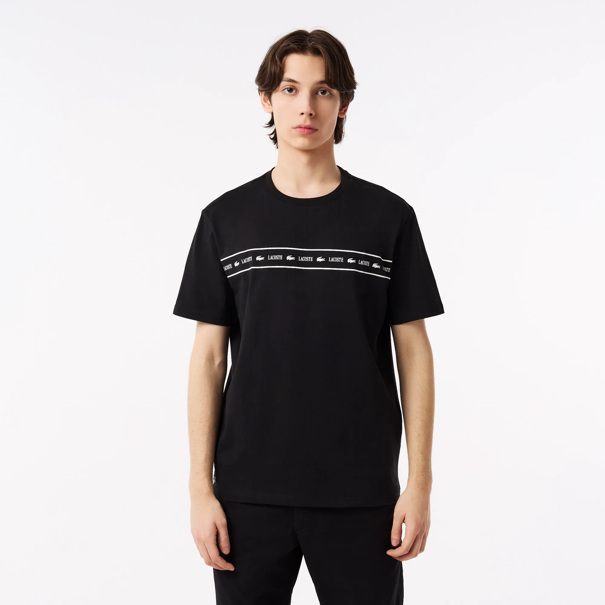 Мужская хлопковая футболка Lacoste, черный, арт. TH0419