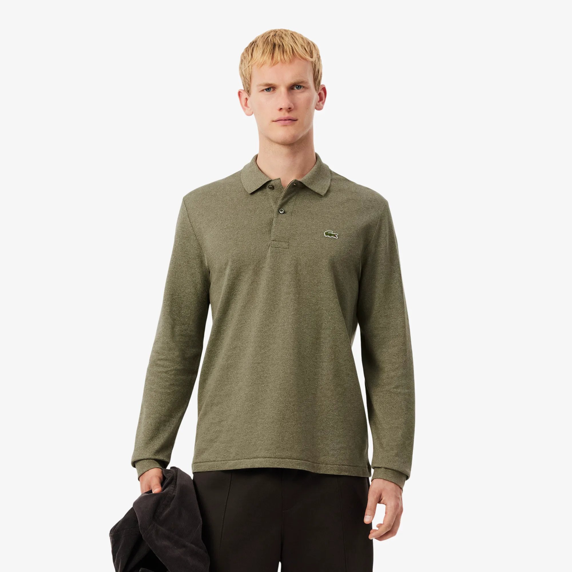 Мужское поло Lacoste Classic Fit с длинным рукавом, зеленый, арт. L1313
