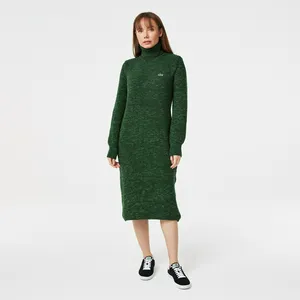 Шерстяное платье Lacoste с высоким воротом, зеленый, арт. EF2415