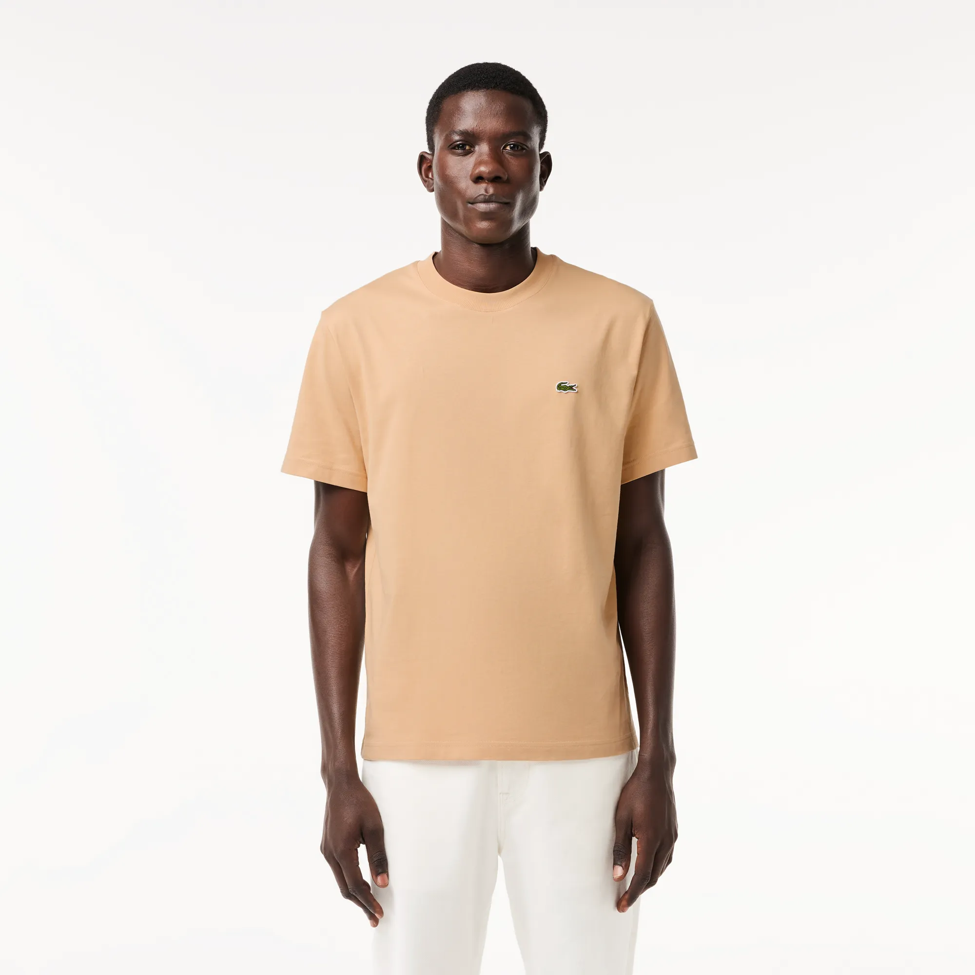 Мужская хлопковая футболка Lacoste с коротким рукавом, бежевый, арт. TH7318