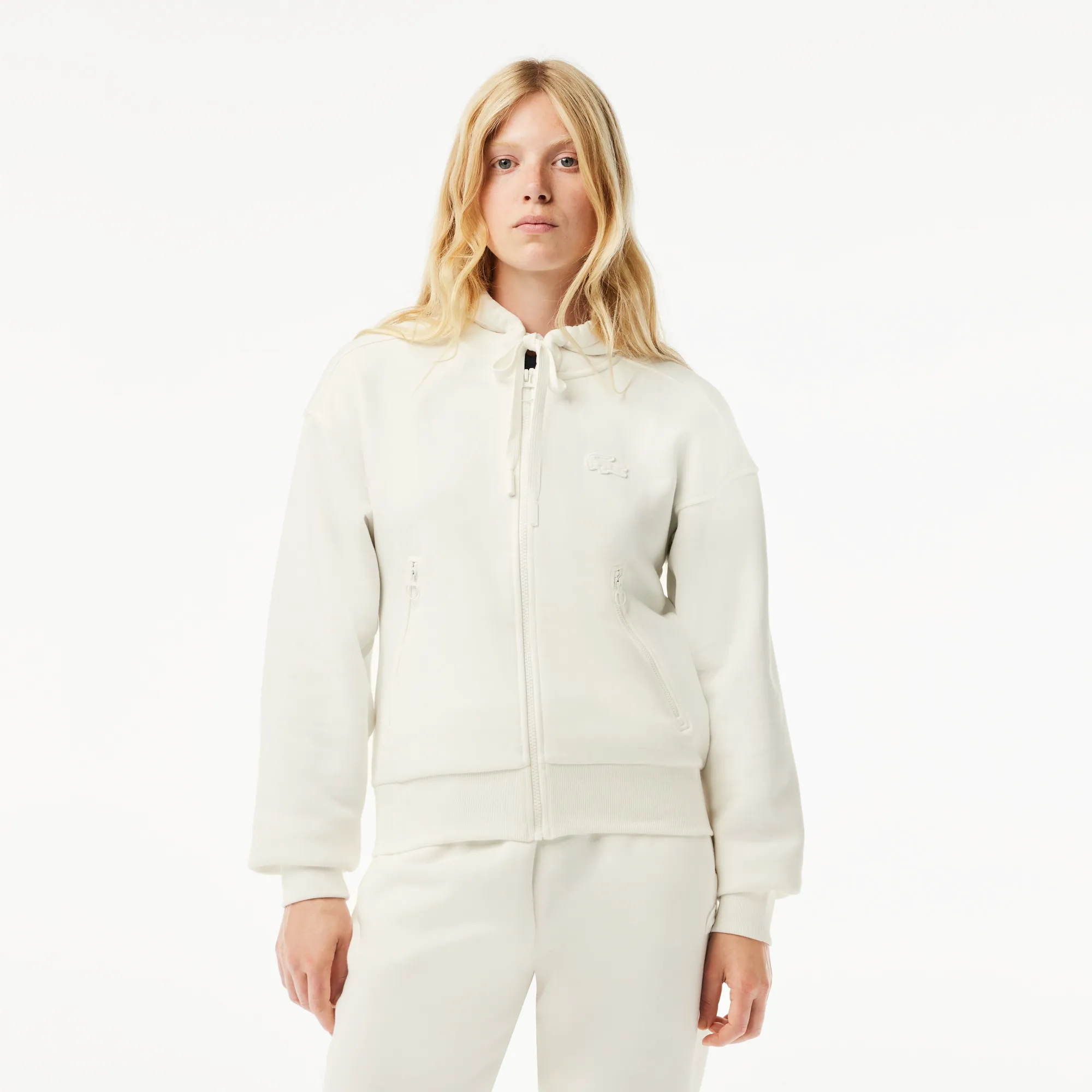 Женская толстовка Lacoste из смеси органического хлопка с флисом, белый, арт. SF1877