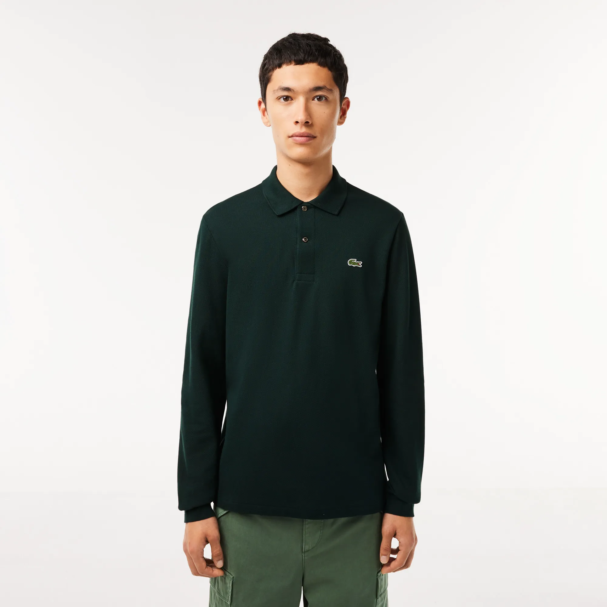Мужское поло Lacoste Classic Fit с длинным рукавом, черный, арт. L1312