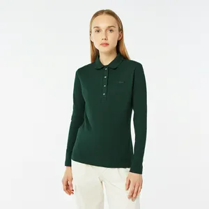 Женская приталенная рубашка-поло Lacoste Slim Fit из эластичного хлопка, зеленый, арт. PF5464P