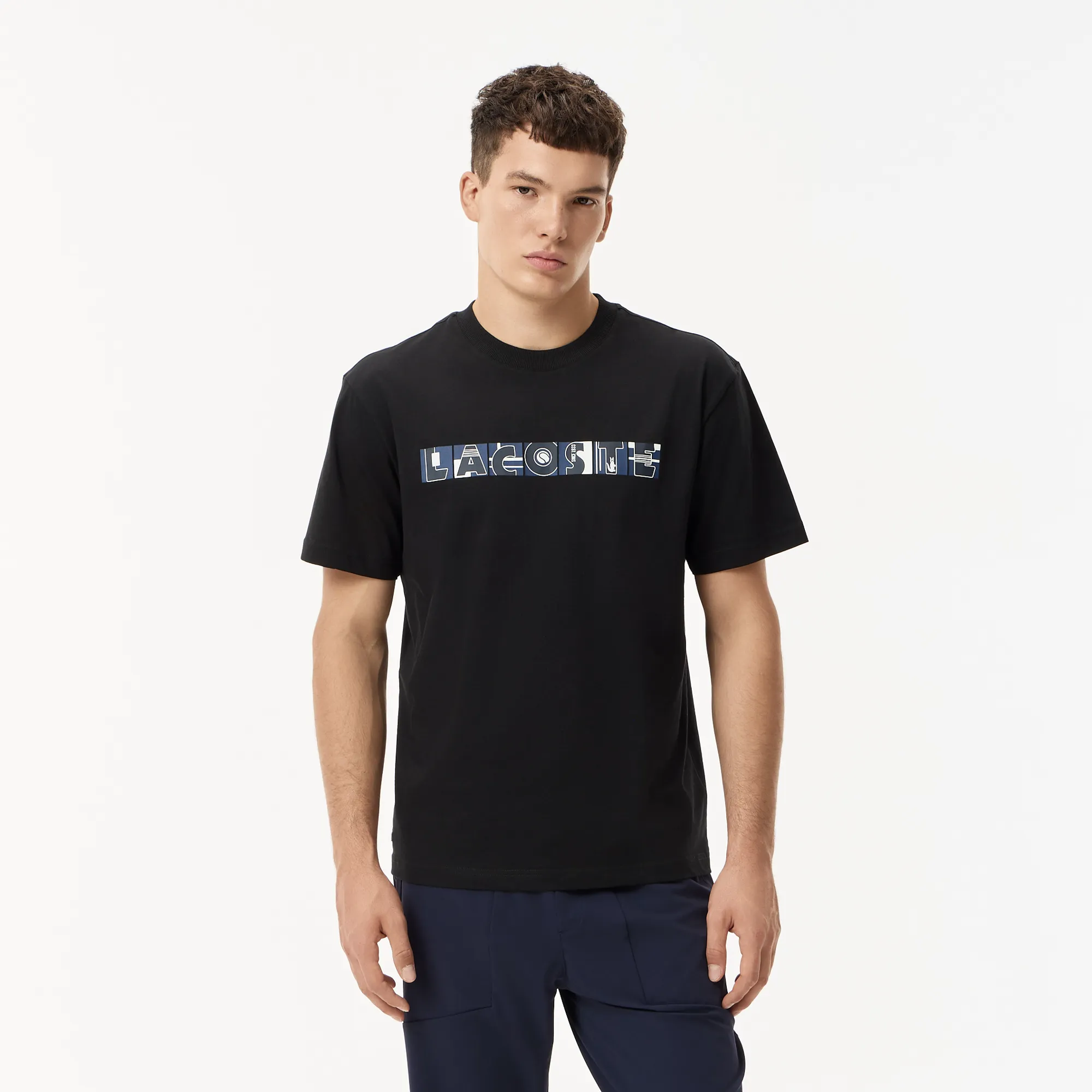 Мужская хлопковая футболка Lacoste Relaxed Fit, черный, арт. TH0417