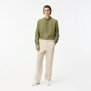 Мужские брюки Lacoste из хлопка и льна, бежевый, арт. HH0529