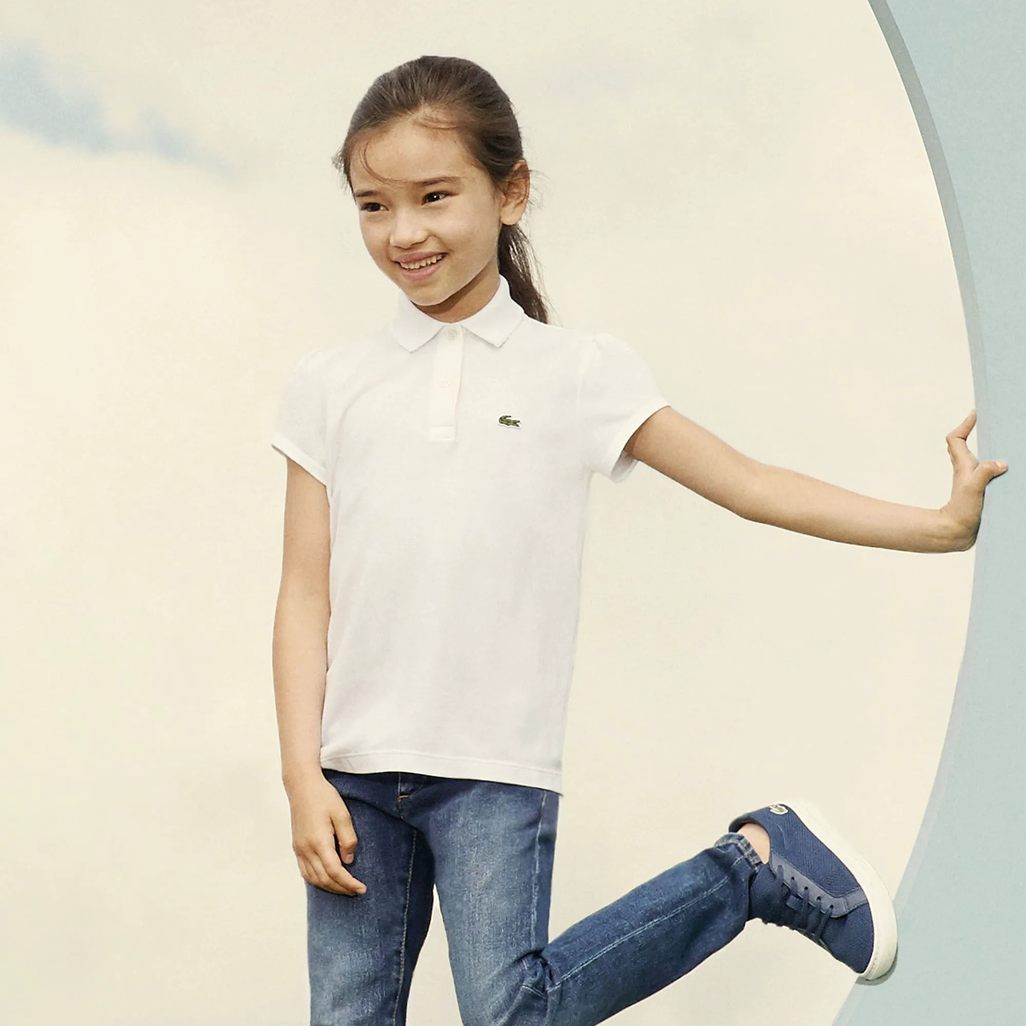 Детское поло Lacoste, белый, арт. PJ3594
