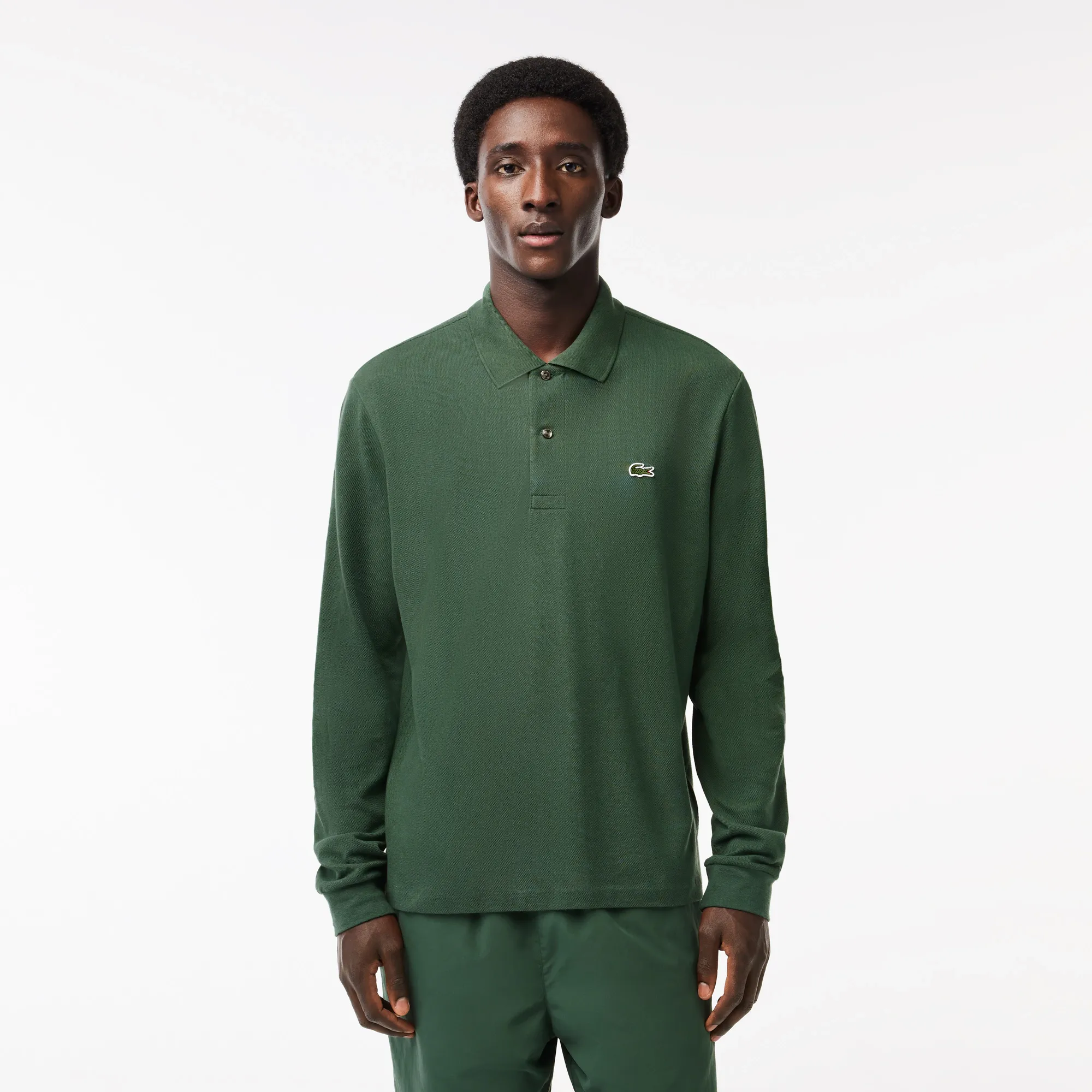 Мужское поло Lacoste с длинным рукавом, зеленый, арт. L1312