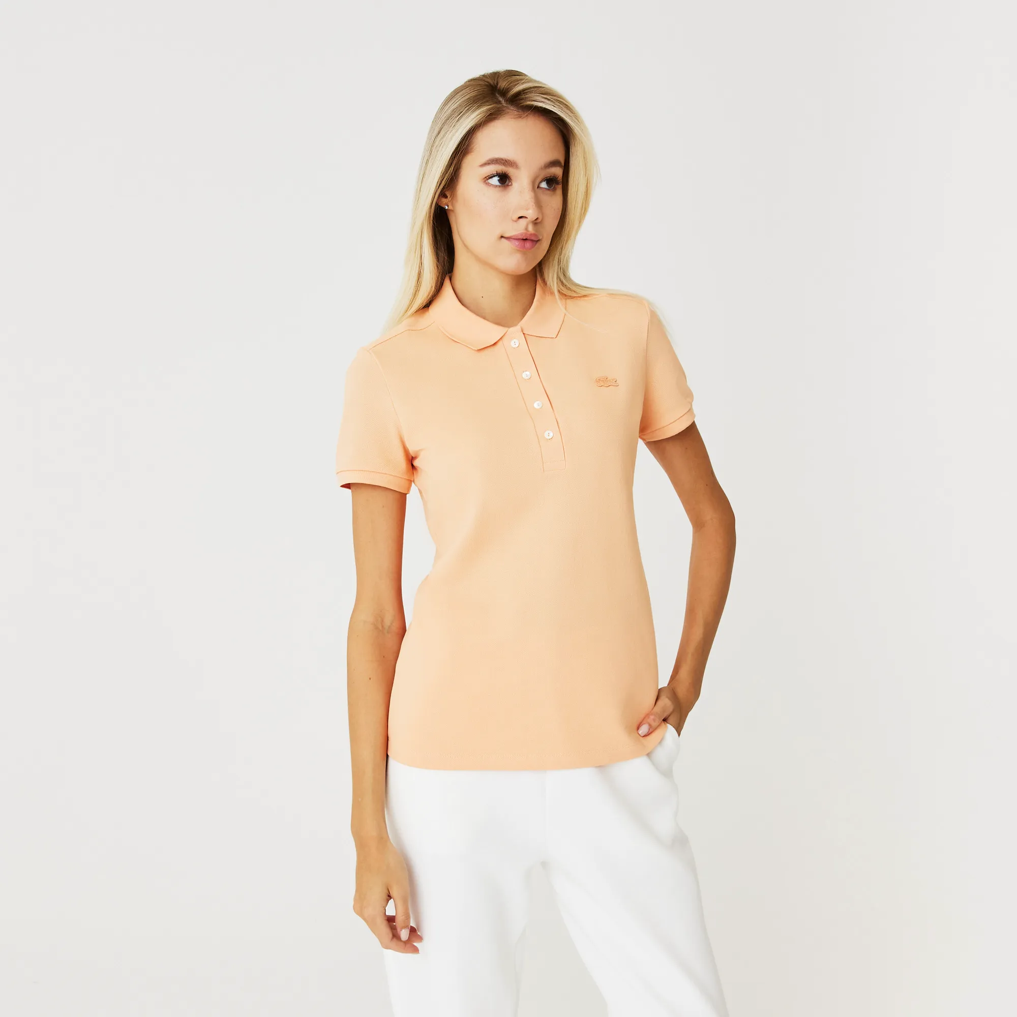 Женское поло Lacoste Slim Fit из эластичного хлопка, оранжевый, арт. PF5462