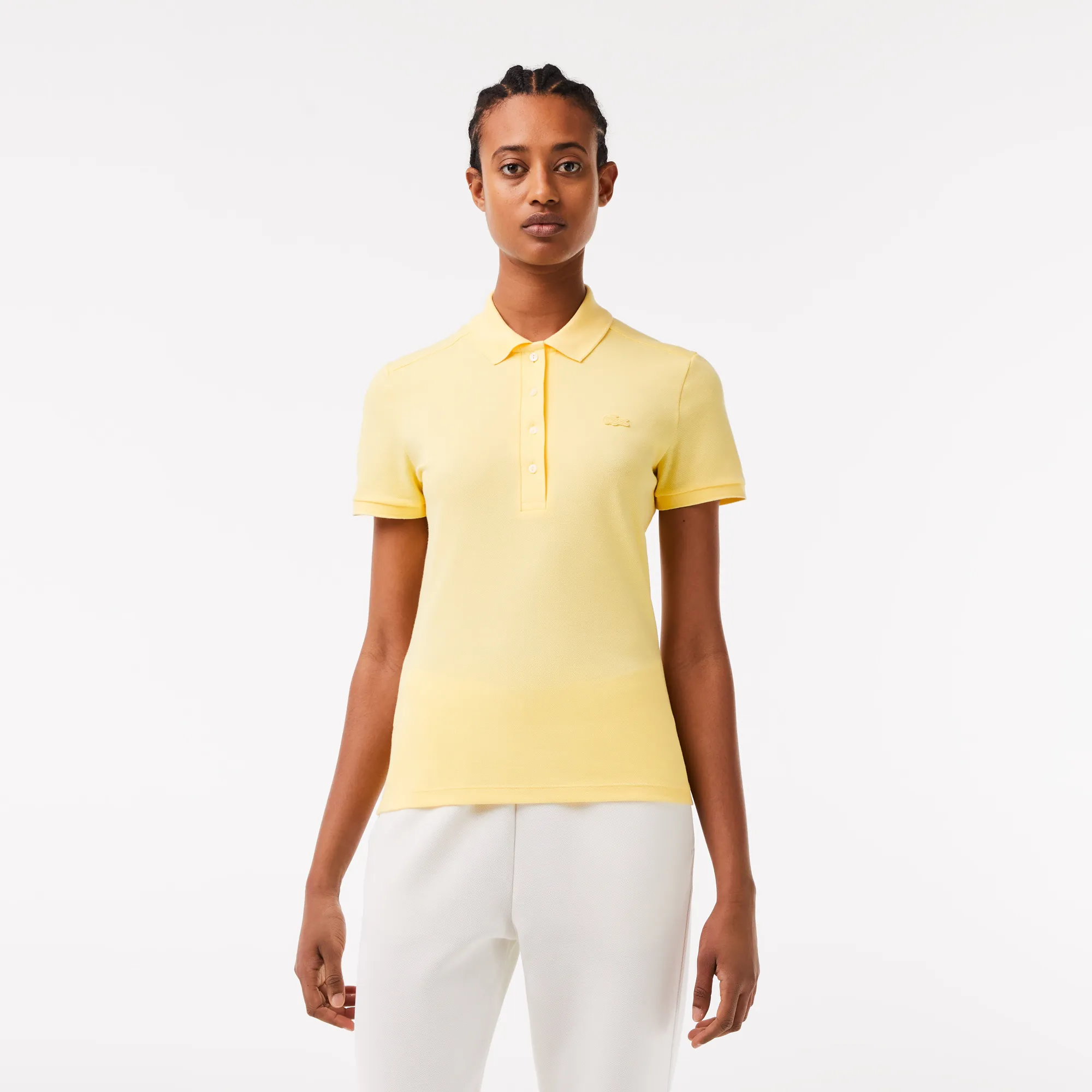 Женское поло Lacoste Slim Fit из эластичного хлопка, желтый, арт. PF5462