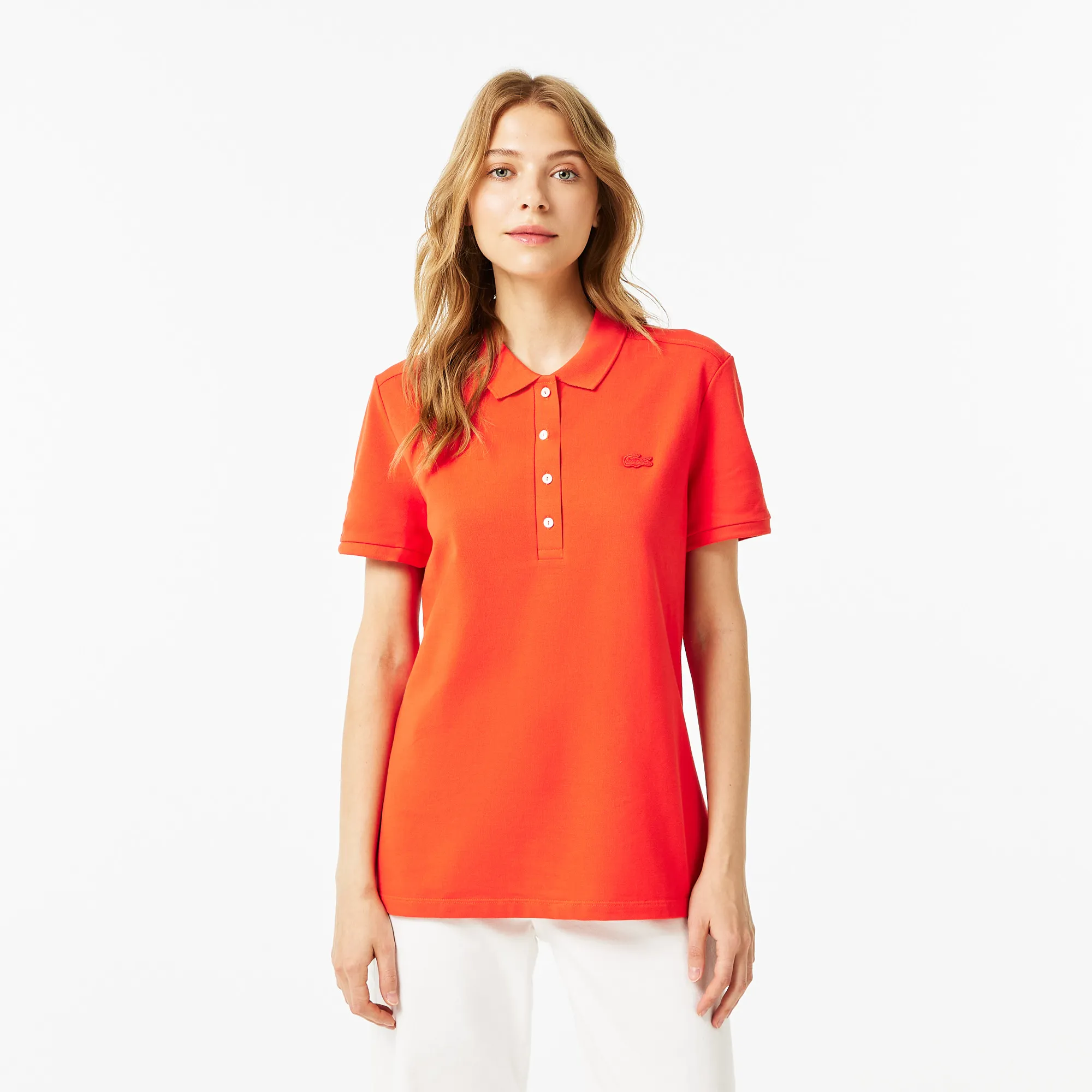 Женское поло Lacoste Slim Fit из эластичного хлопка, красный, арт. PF5462