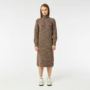 Шерстяное платье Lacoste с высоким воротом, коричневый, арт. EF2415