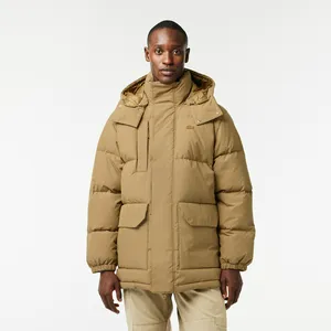Мужской водонепроницаемый пуховик Lacoste с капюшоном, коричневый, арт. BH1583