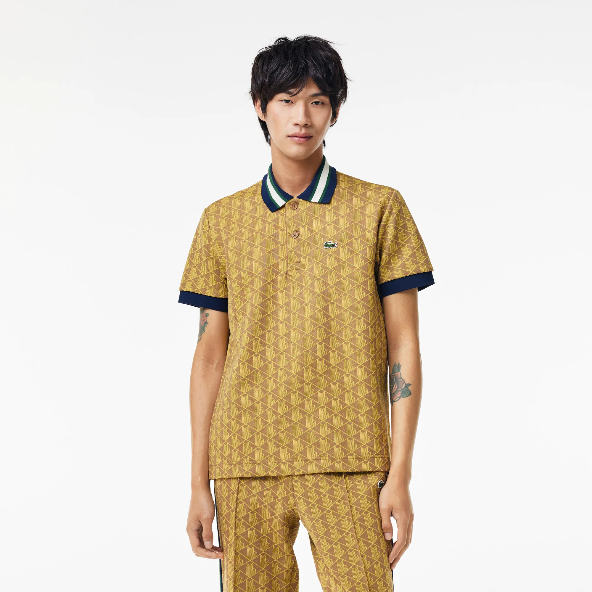 Мужское поло Lacoste Classic Fit с монограммой, желтый, арт. DH1417
