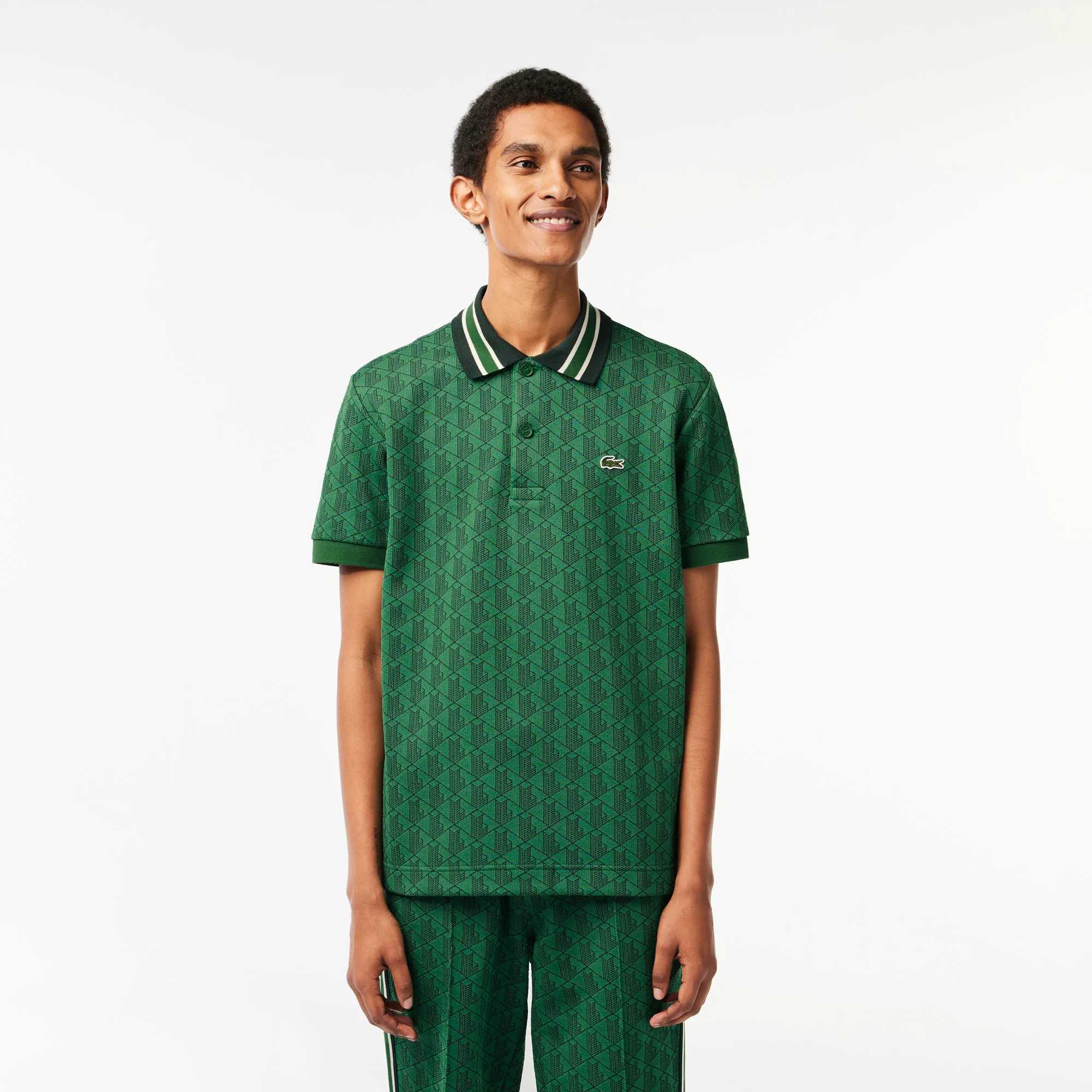 Мужское поло Lacoste Classic Fit с монограммой, зеленый, арт. DH1417