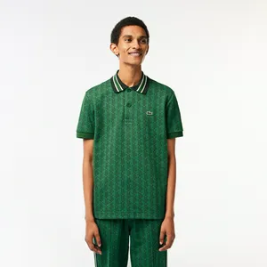 Мужское поло Lacoste Classic Fit с монограммой, зеленый, арт. DH1417